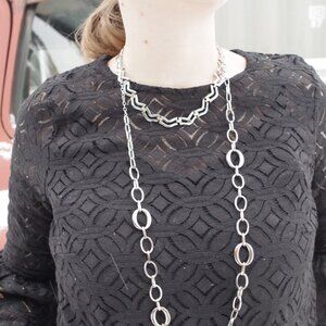 Two Silver Tone Chains One Signed ANM